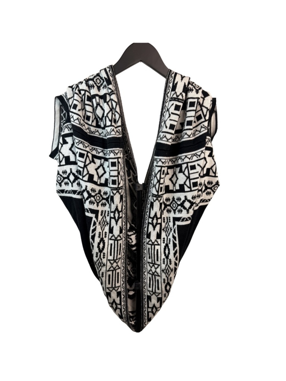 Xhilaration Black & White Geometric Hooded Sweater Vest